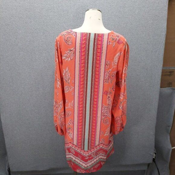 Cato Women's Orange/Pink Boho Style Floral and Paisley Print Dress Size L - Picture 6 of 7